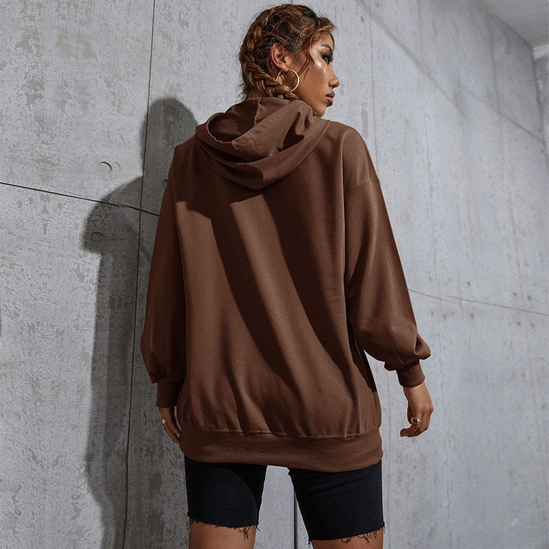 Women's oversized hoodie in collegiate style with kangaroo pocket, retro logo print, and French terry lining Chichicherry