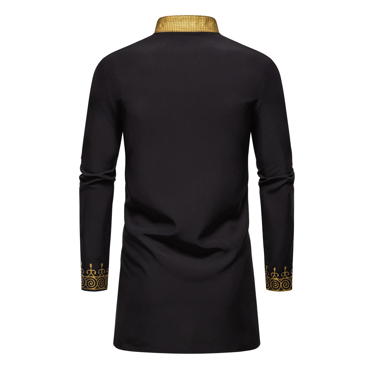 Men's Traditional Tunic Set with Mandarin Collar and Gold-Embellished Ornaments Chichicherry