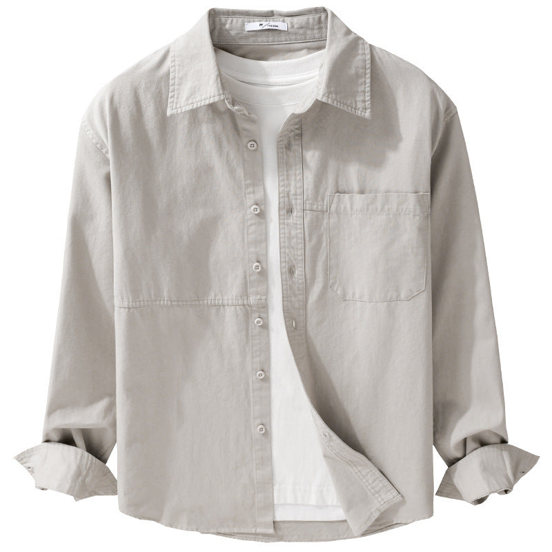 Men's lightweight shirt jacket overshirt made of washed cotton twill with chest pocket Chichicherry