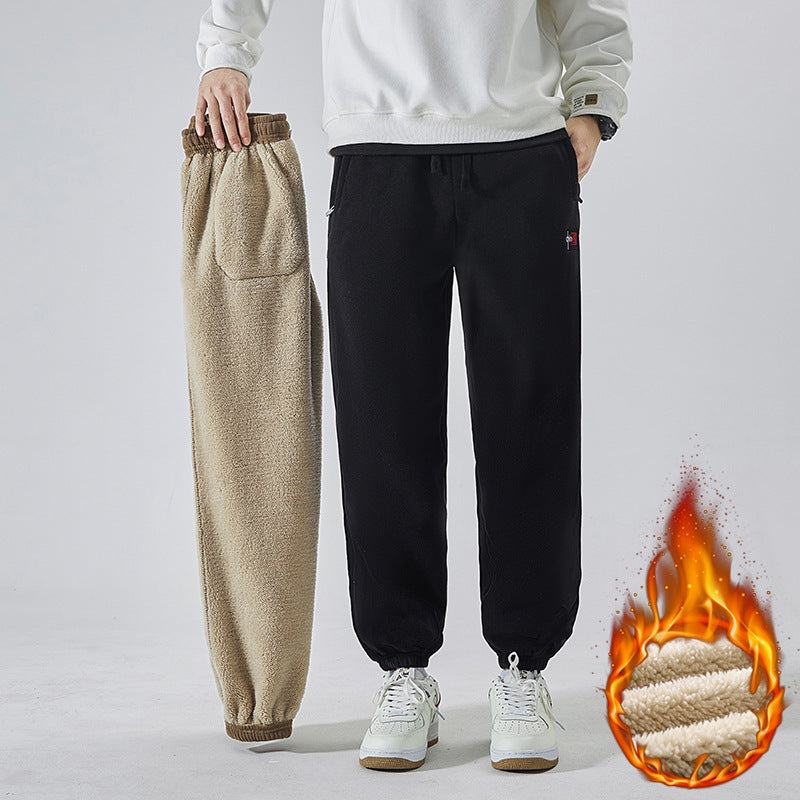 Men's Fleece Lined Sweatpants with Sherpa Lining and Elastic Cuffs Chichicherry