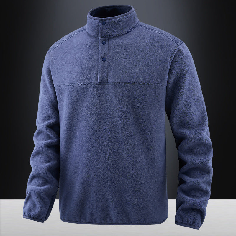 Men's fleece pullover with stand-up collar and button placket for warming mid-layer Chichicherry