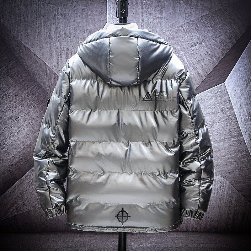 Men's glossy padded jacket with hood and thermal insulation filling Chichicherry