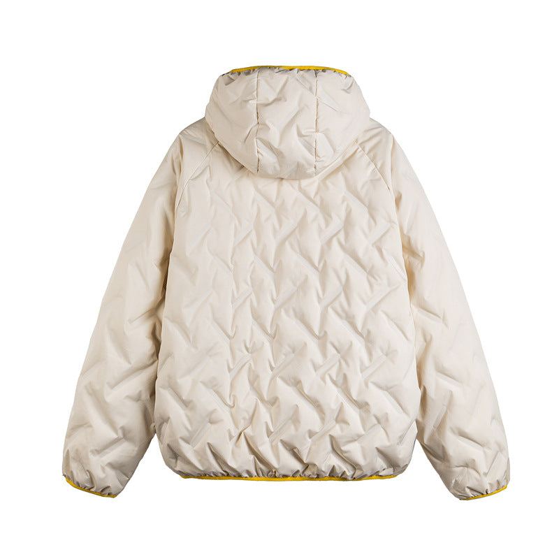 Unisex Padded Hoodie in Boxy Cut with Contrast Edges and Elastic Hem Chichicherry