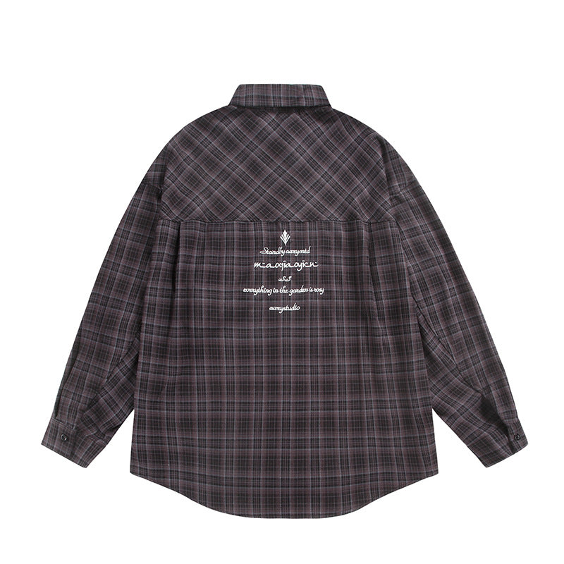 Unisex Check Shirt Jacket in Boxy Cut with Large Chest Flap Pockets and Extended Hem Chichicherry