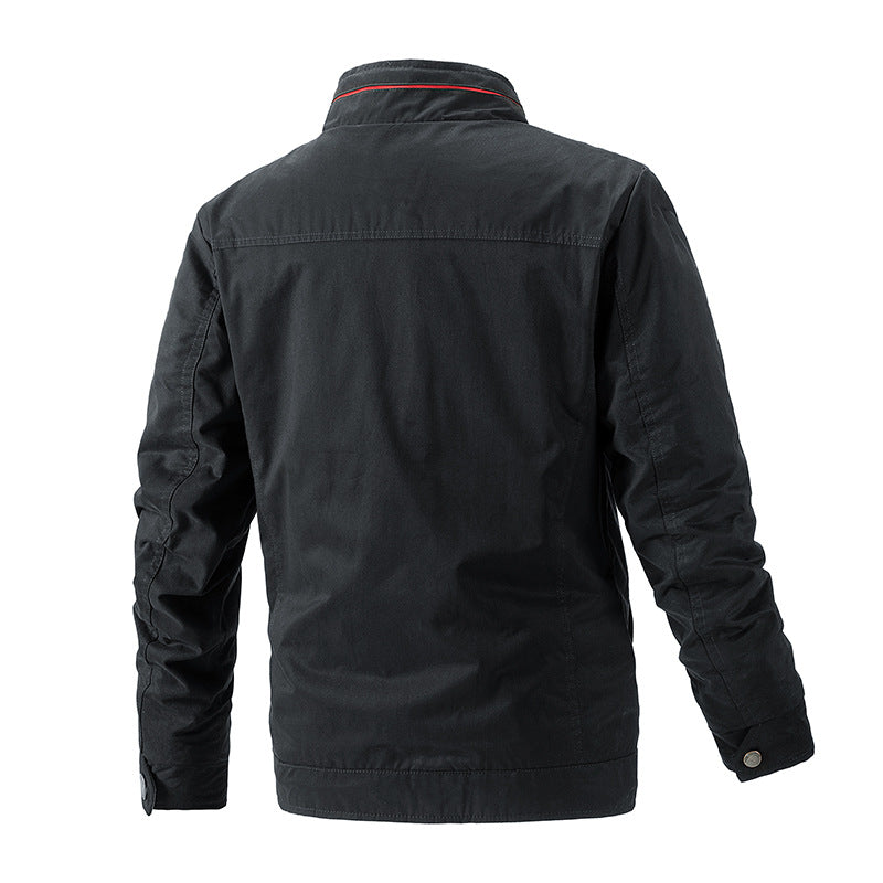 Men's Lightweight Water-Repellent Zip Jacket with Stand Collar and Contrasting Lining Chichicherry