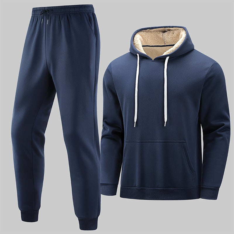 Men's Insulated Leisure Set with Teddy Lined Hoodie & Thermal Jogging Pants Chichicherry
