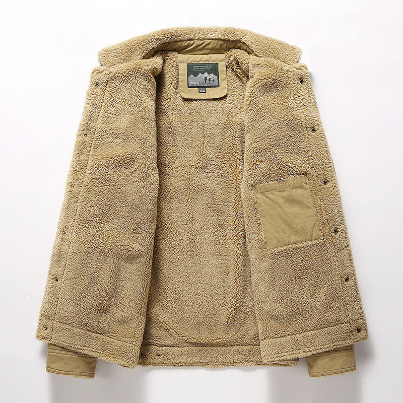 Men's Canvas Trucker Overshirt with all-over Teddy fleece lining and shirt collar Chichicherry