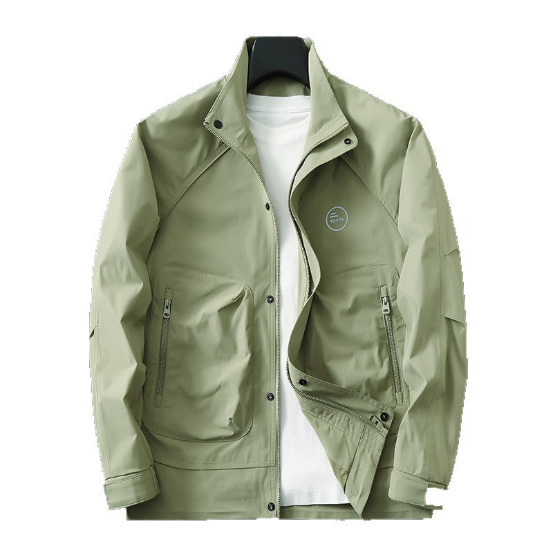 Men's Lightweight Technical Softshell Transition Jacket with Stand-up Collar and Concealed Zipper Placket Chichicherry