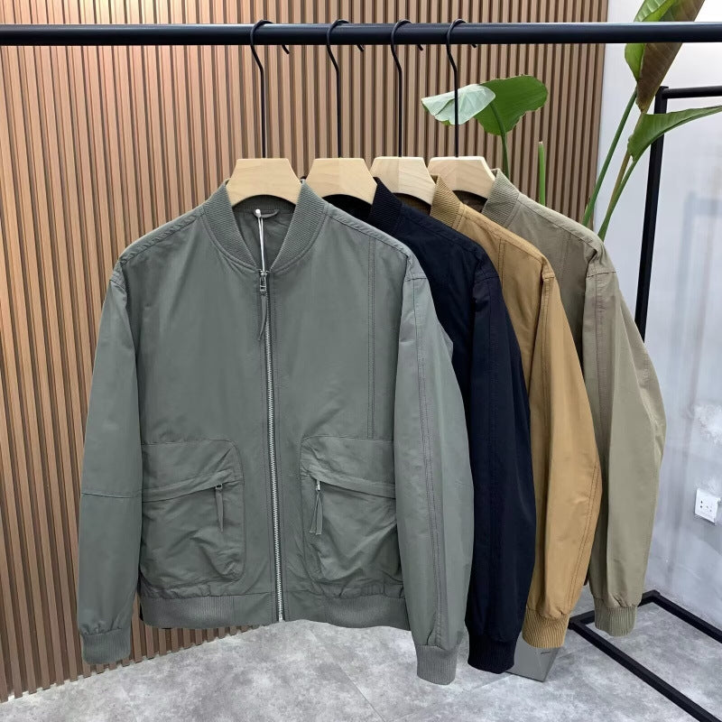 Herren Leichte Utility-Bomberjacke mit Reißverschluss, Multifunktions-Taschen und Rippbündchen Chichicherry