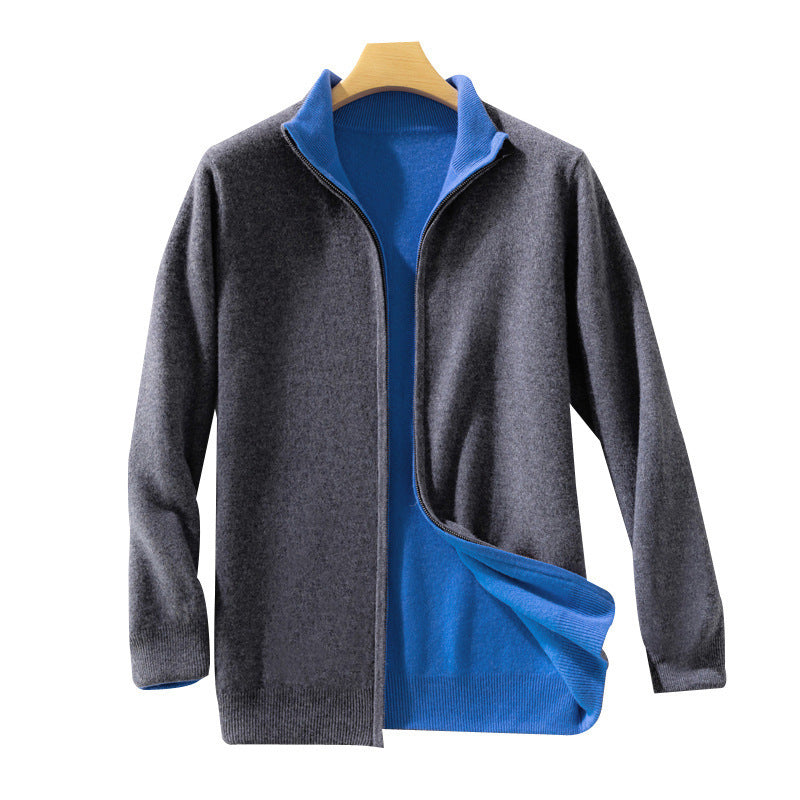 Women's Short-Cut Zip Knit Cardigan with Stand-Up Collar and Cashmere-Like Softness Chichicherry