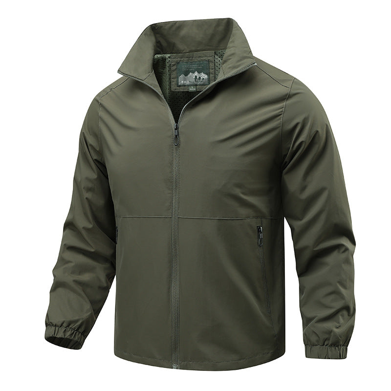 Men's lightweight windproof transitional jacket with high collar and zipper Chichicherry