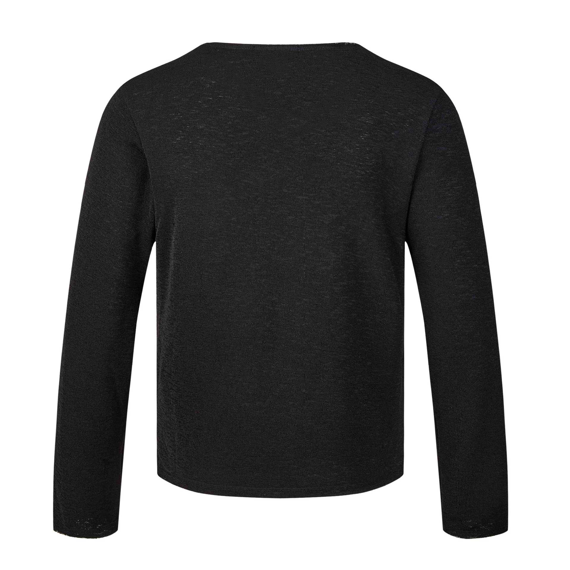 Unisex Long Sleeve Fine Knit Shirt with Crest Print Chichicherry