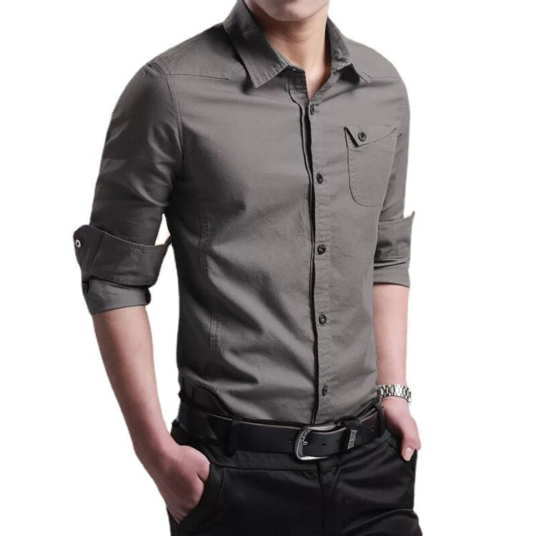 Men's Slim Fit Cotton Shirt with Chest Pocket and Contrast Buttons Chichicherry