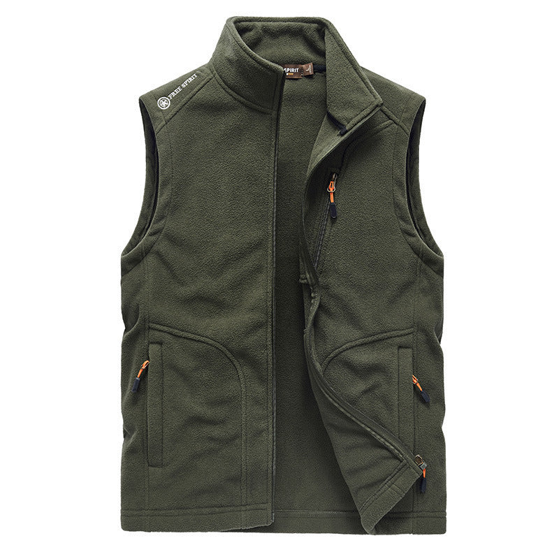 Men's fleece vest with stand-up collar, zip pockets and windproof front Chichicherry