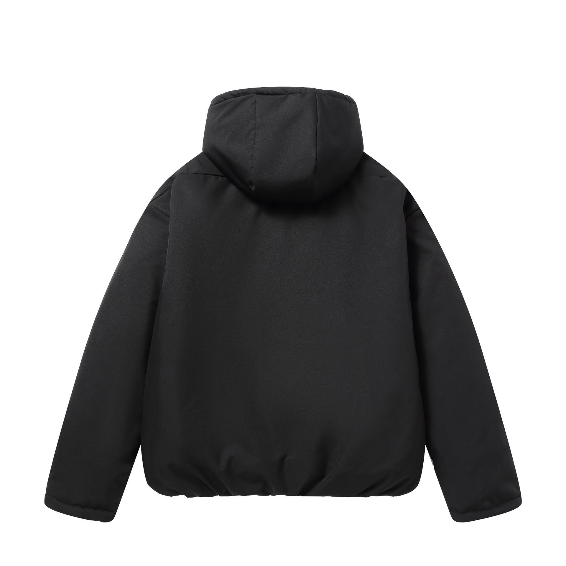 Unisex Short Boxy Weatherproof Puffer Jacket with Hood and Sealed Zippers Chichicherry