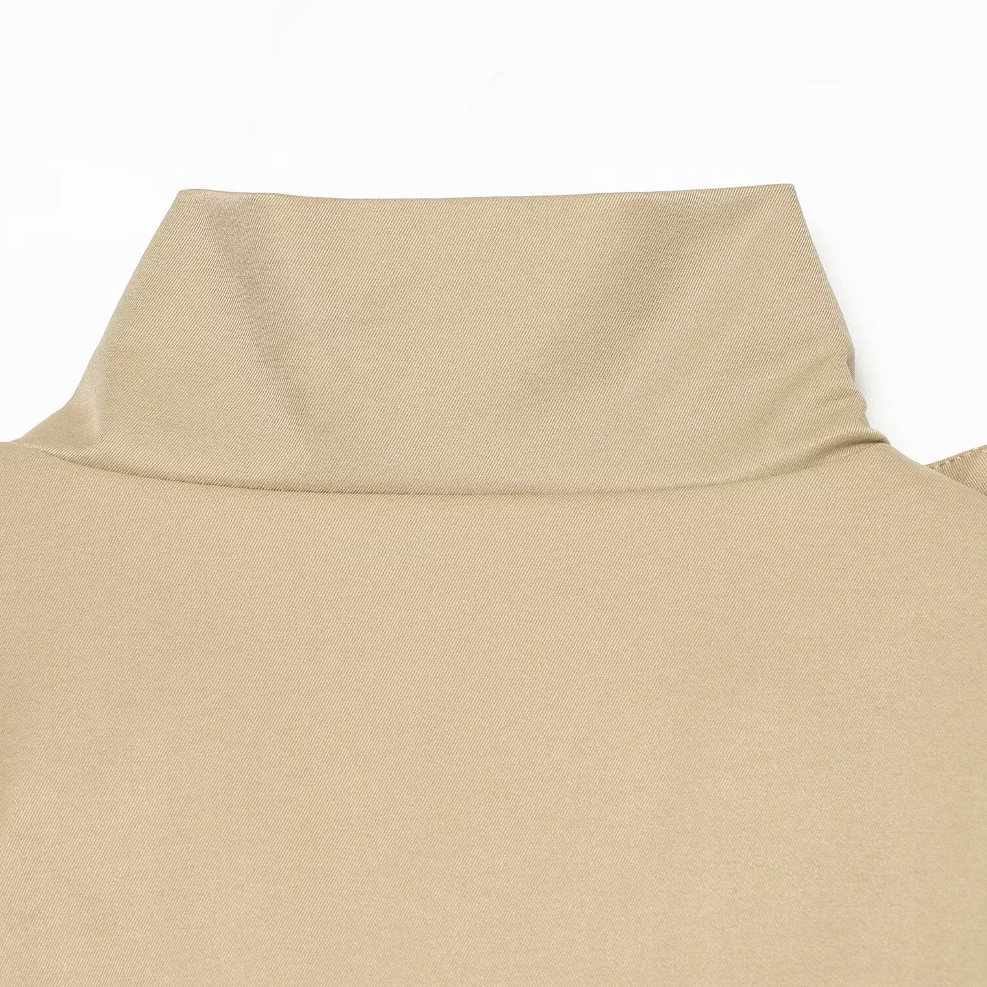 Women Short Cape Trench with High Funnel Collar and Waist Belt Chichicherry