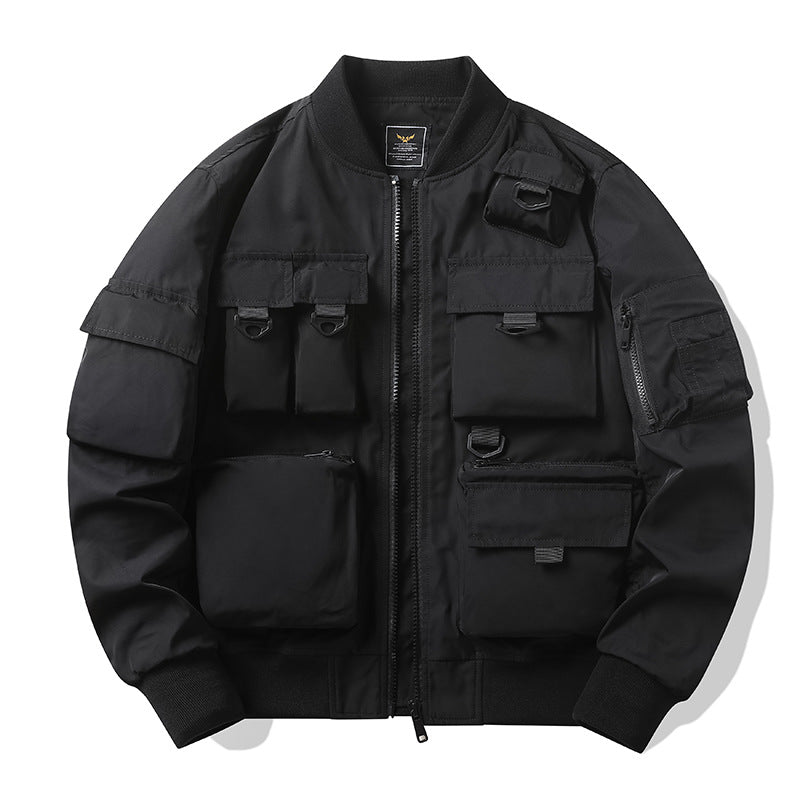 Men's Urban Utility Bomber with Modular Pockets and Zipper Front Chichicherry