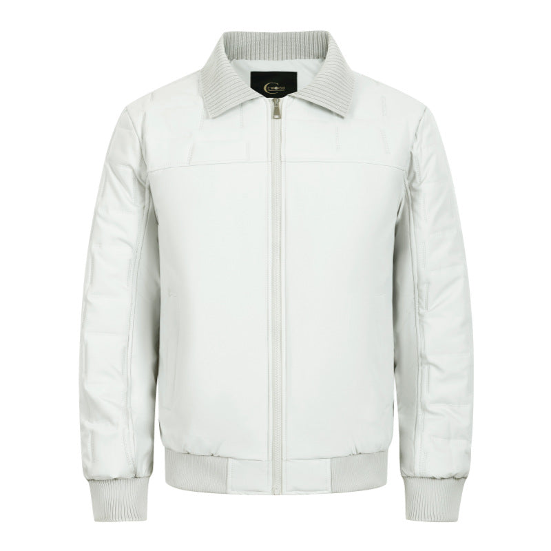 Men's Padded Bomber Jacket with Ribbed Collar Thermally Insulated and Water-Repellent Outer Shell Chichicherry