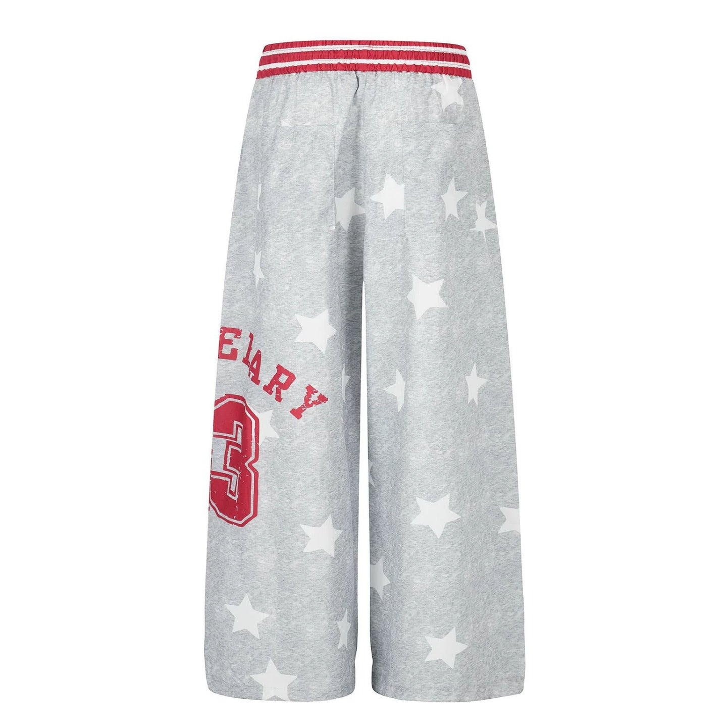 Ladies Palazzo Lounge Pants in Athleisure Style with Star Allover, High Ribbed Waistband and Statement Print Chichicherry