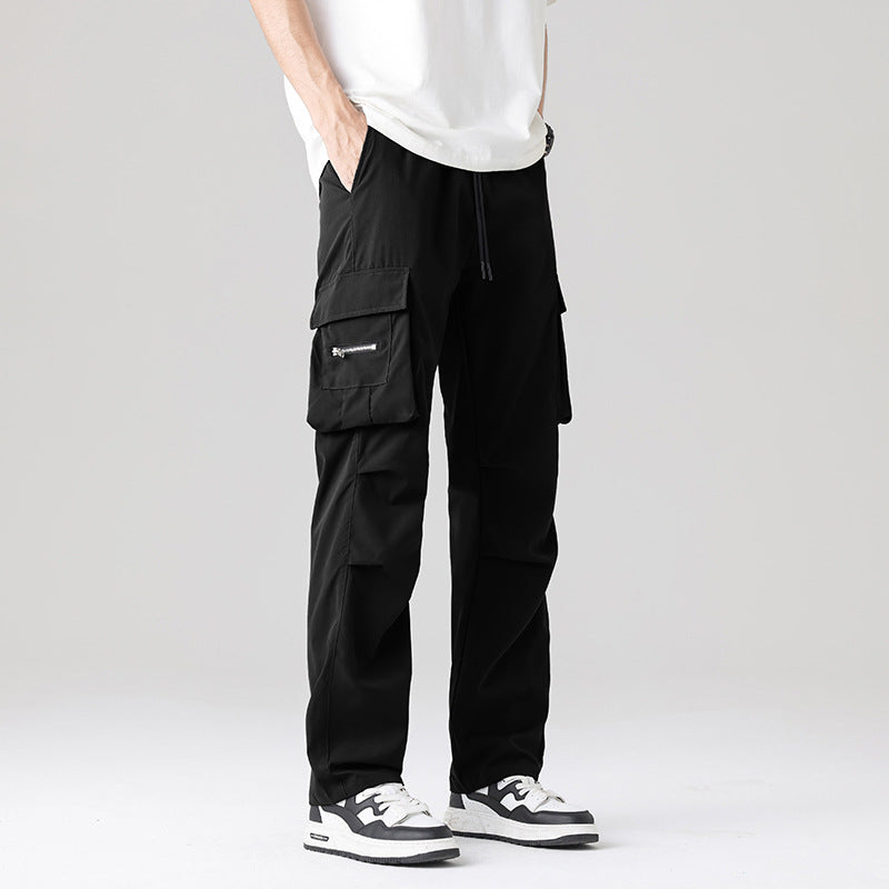 Men's Multifunctional Cargo Lounge Pants with Elastic Tunnel Drawstring, Multiple Pockets & Adjustable Leg Opening Chichicherry