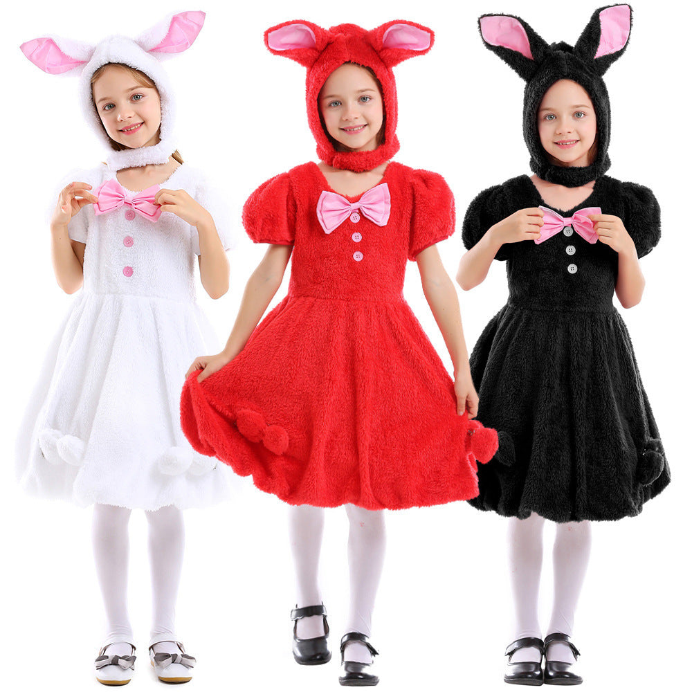 Girls Plush Bunny Costume with Hood and Playful Details Chichicherry
