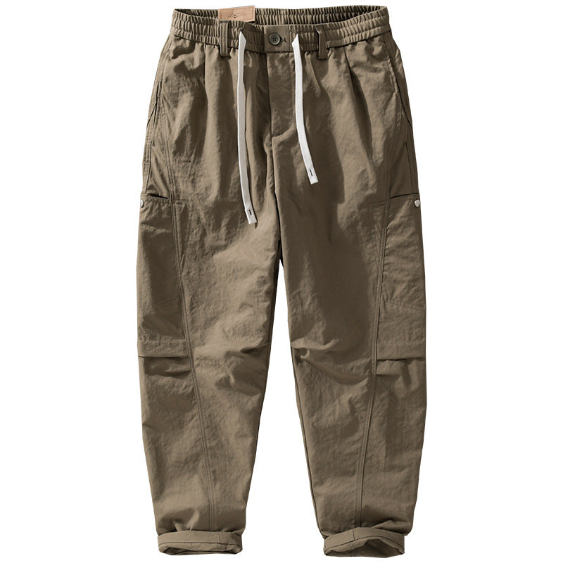 Men's utility cargo pants with drawstring waistband and side flap pockets Chichicherry