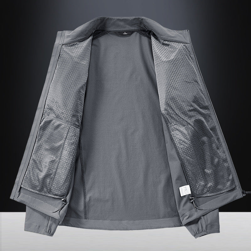 Men's lightweight urban windbreaker with standing collar, water-repellent fabric blend and concealed zippers Chichicherry
