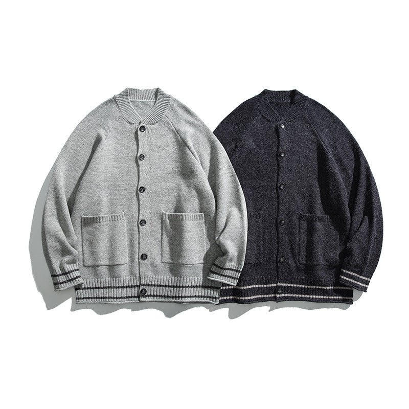 Unisex Boxy Cardigan made of fine knit with raglan sleeves and patch pockets Chichicherry