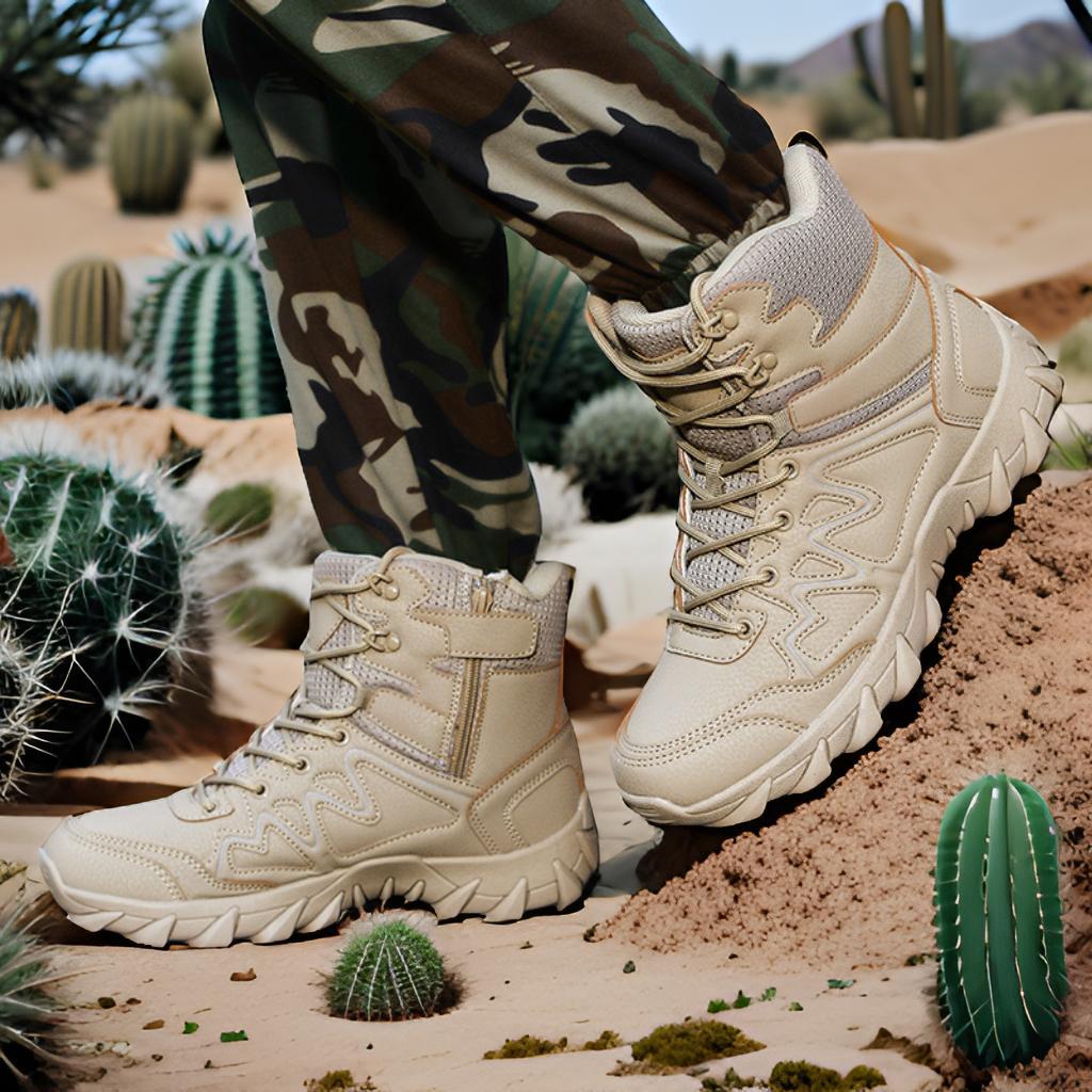 Men's Breathable Desert Deployment Boots with Side Zipper and Profiling Offroad Grip Chichicherry