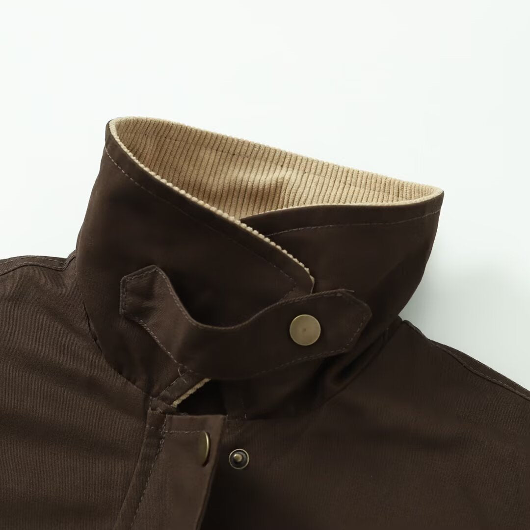 Women's field jacket in parka style with corduroy collar, snap button closure, and patch front pockets Chichicherry
