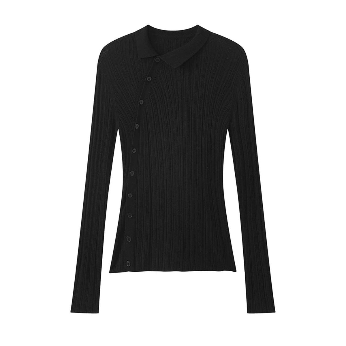 Women's fine knit long cardigan with kent collar and fine ribbed texture Chichicherry