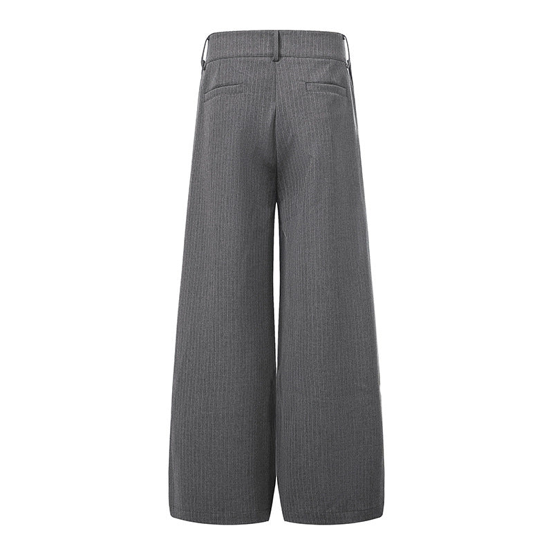 Women Wide High-Waist Culotte Pants with Distinct Pleating and Decorative Button Details Chichicherry