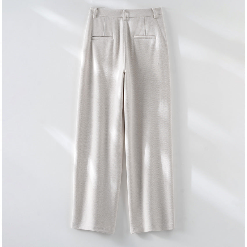 Women's High-Waist Pants with Ironed Pleat and Straight Leg Chichicherry