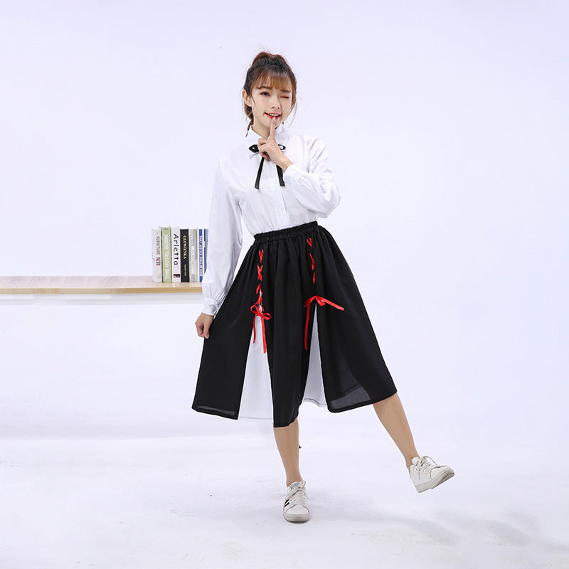 Girls Elegant Blouse with Ruffled Skirt and Bow Details Chichicherry