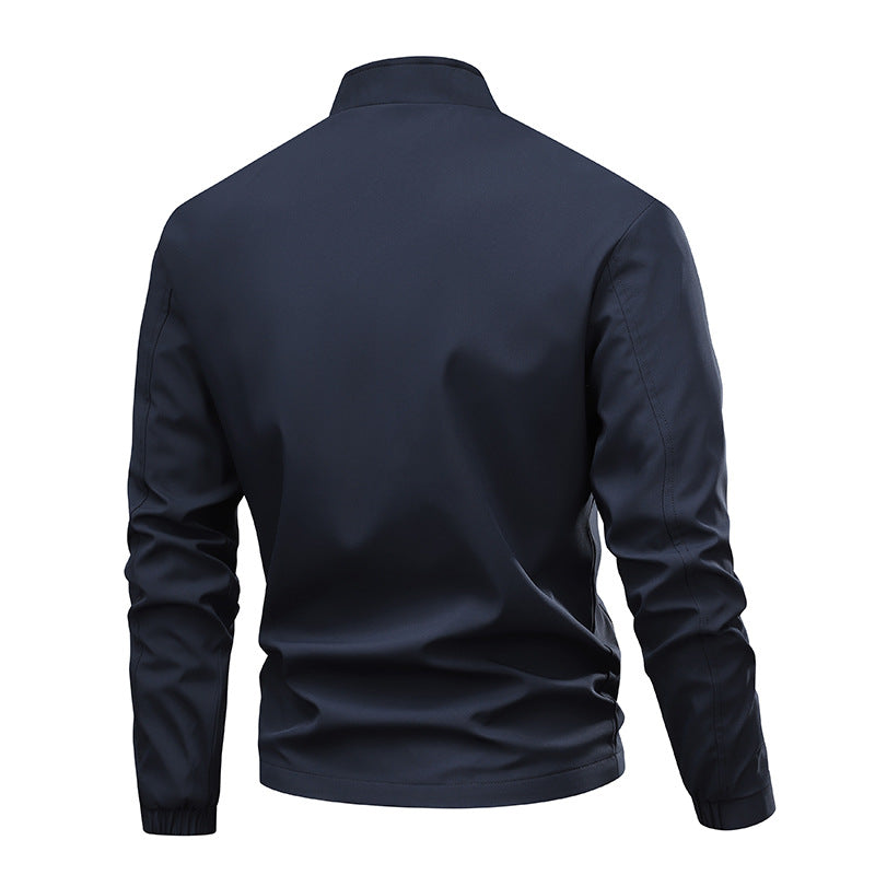 Men's Minimalistic Softshell Bomber Jacket with Stand-Up Collar, Elastic Cuffs & Full-Zip Chichicherry