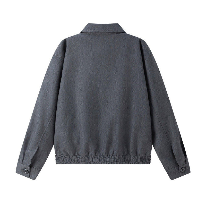 Unisex Lightweight Transition Blouson Jacket with Shirt Collar, Two-Way Zipper and Elastic Hem Chichicherry