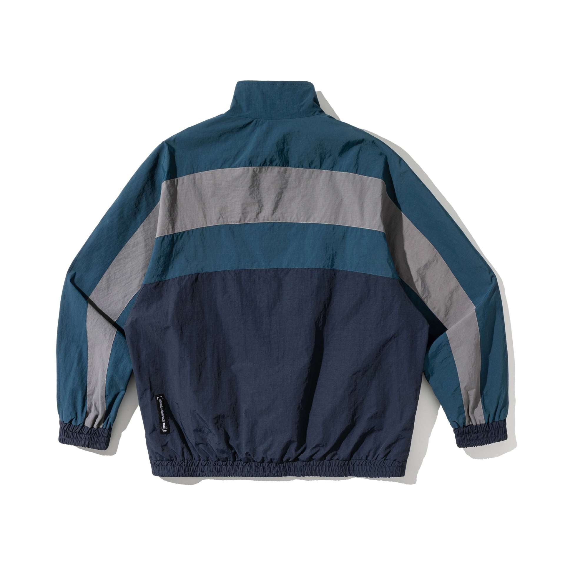Unisex Lightweight Colorblock Windbreaker Jacket with Stand-up Collar and Elastic Cuffs Chichicherry