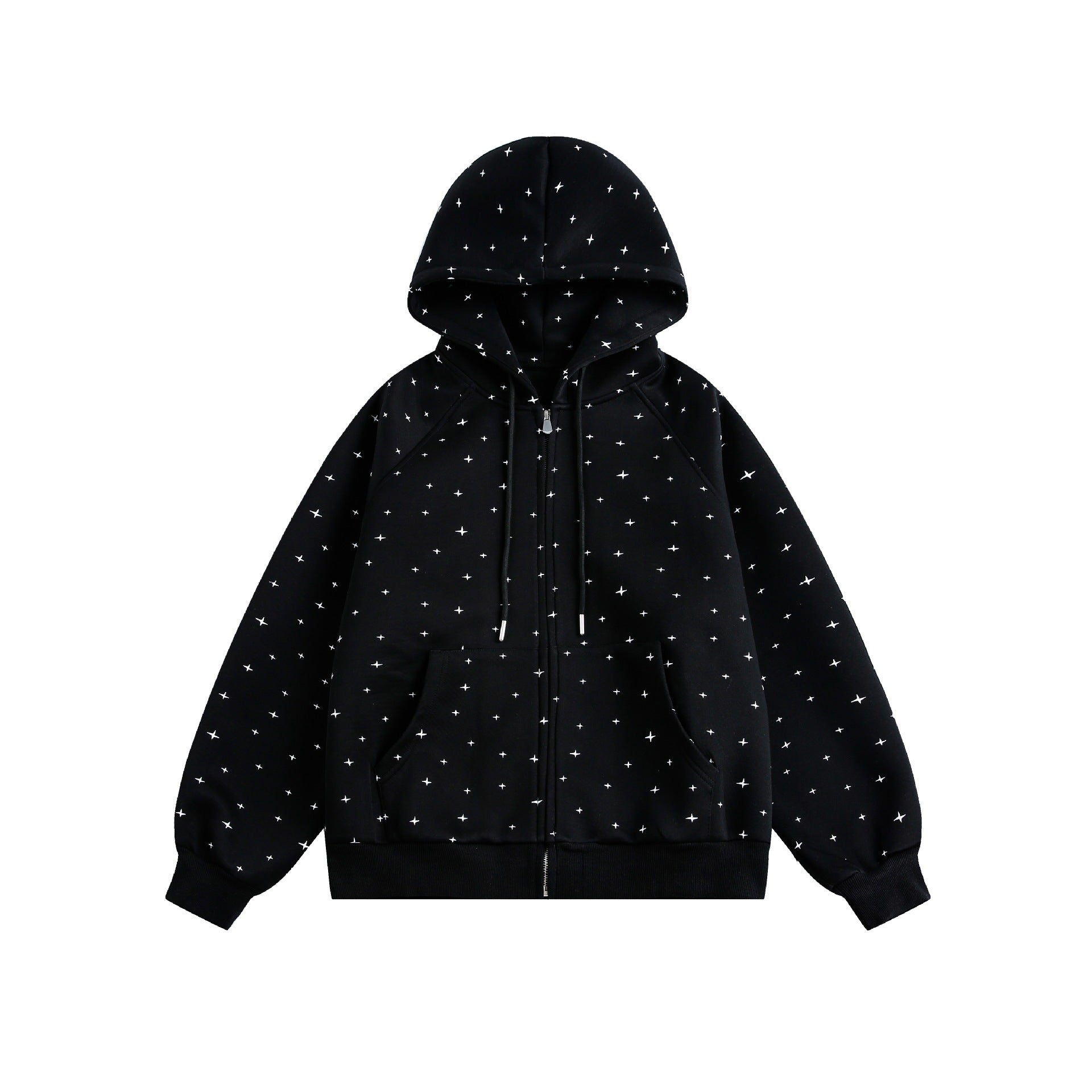 Unisex Oversized Hoodie Jacket with Star Print and Full Zip Chichicherry