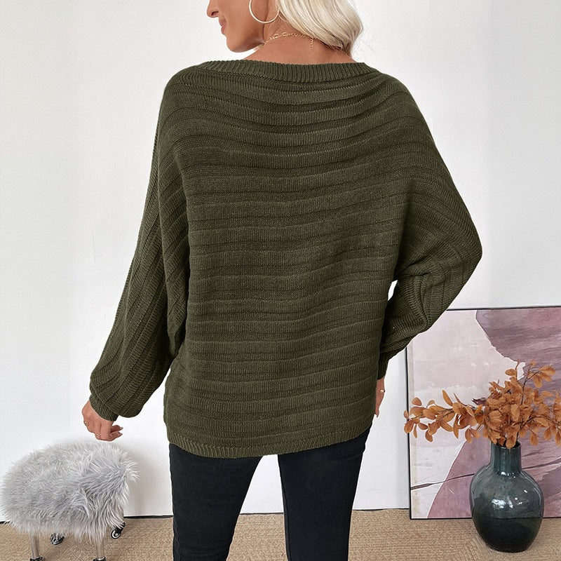 Women's Off-Shoulder Chunky Knit Sweater with Balloon Sleeves Chichicherry