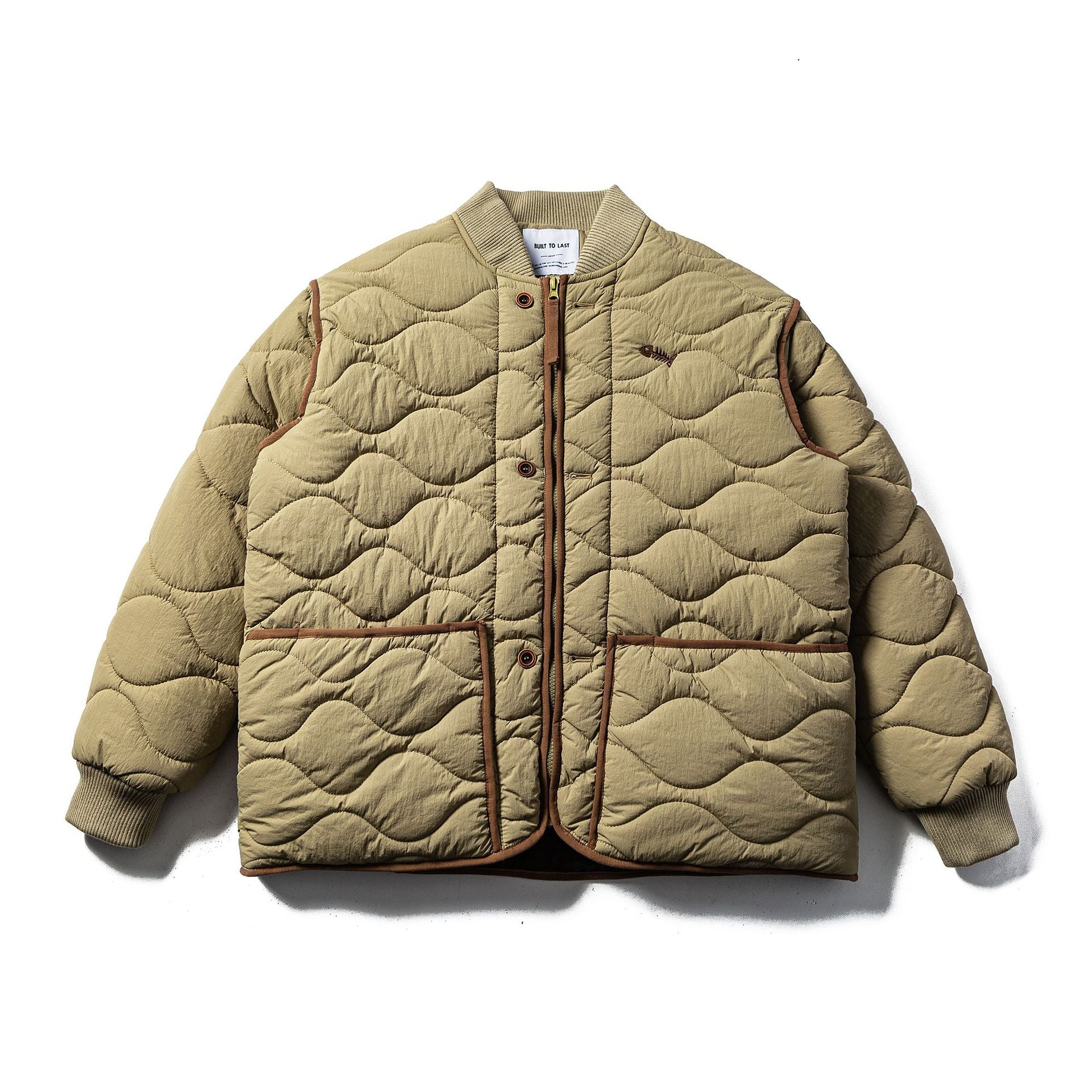 Men's Quilted Boxy Blouson with Wave Quilting and Leather Piping Chichicherry