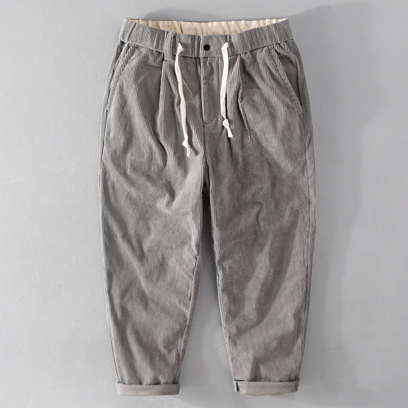 Men's cord pants in relaxed tapered with drawstring waistband and cuff Chichicherry