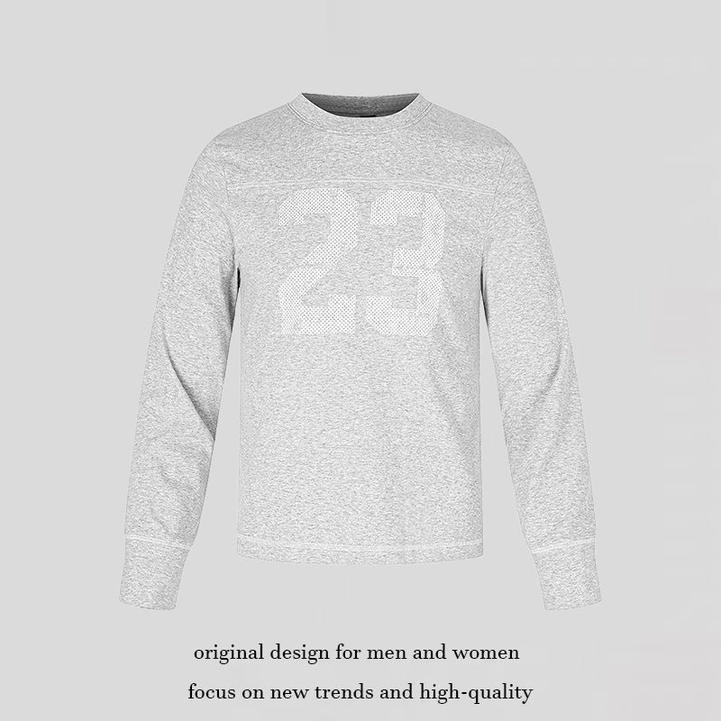 Men's Long Sleeve Sweatshirt with Crew Neck and Sporty Number Print Chichicherry