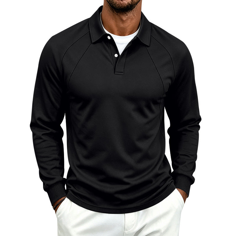 Men's polo sweatshirt with raglan sleeves, half-button placket, and ribbed cuffs Chichicherry