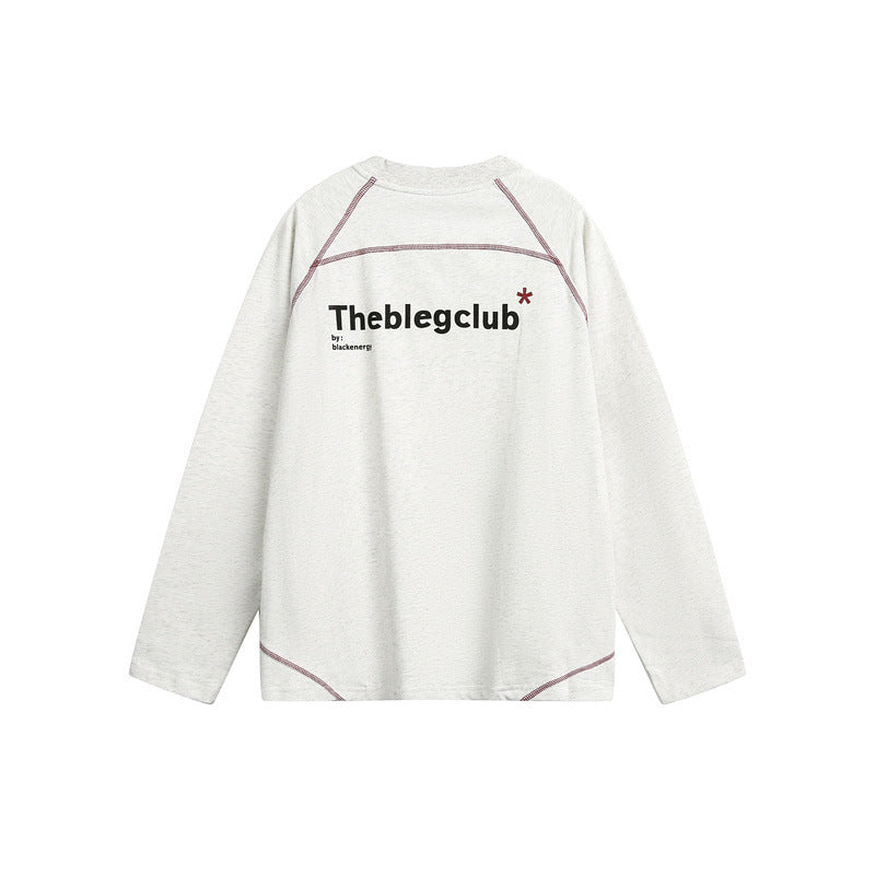 Unisex Relaxed-Fit Long Sleeve Shirt with Crew Neck, Contrasting Flatlock Seams and Soft Loopback Finish Chichicherry