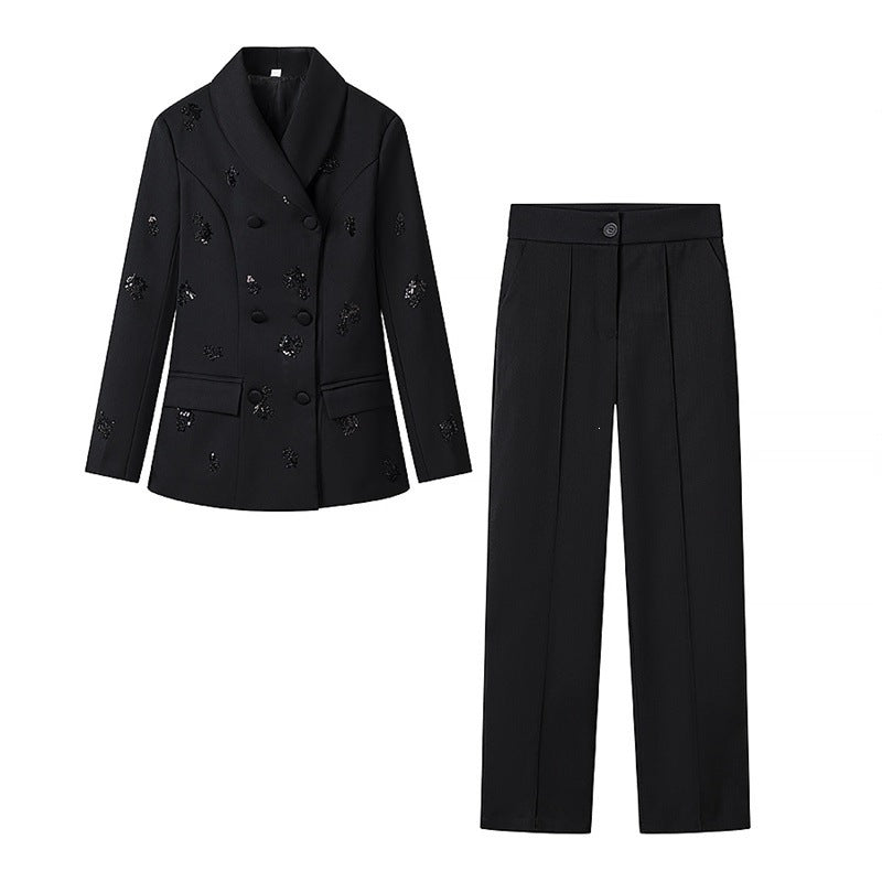 Women's Wide Suit Trousers with Pleat and High Waist Chichicherry