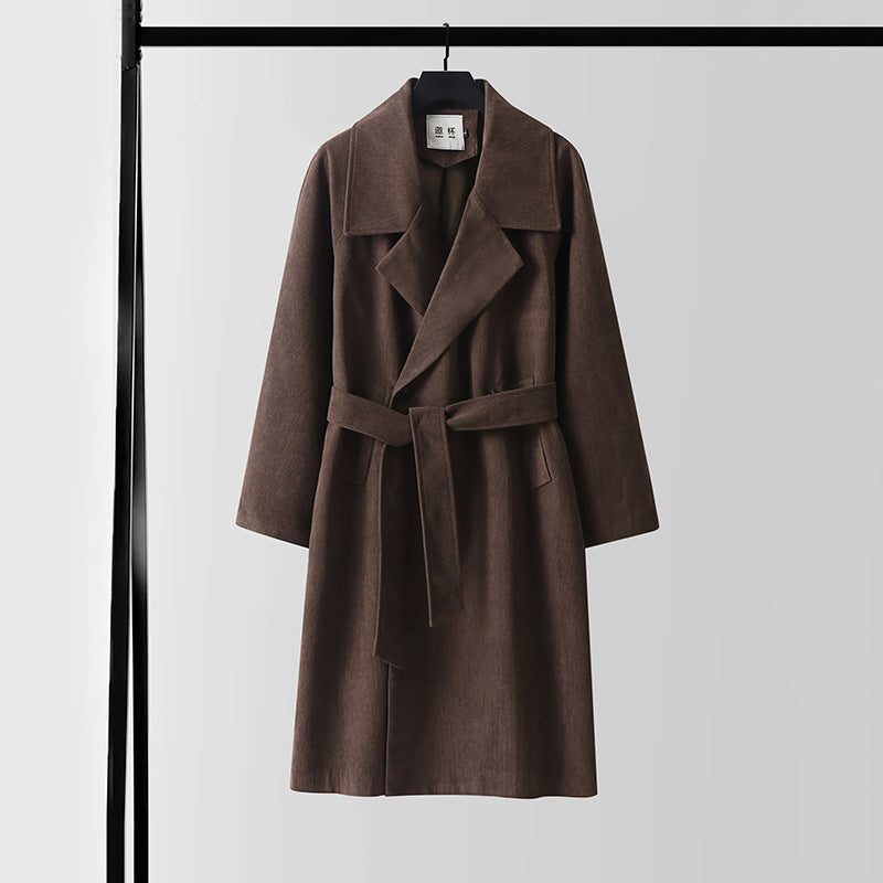 Women's Oversized Wool Blend Coat with Wide Lapel and Hidden Double Button Placket Chichicherry