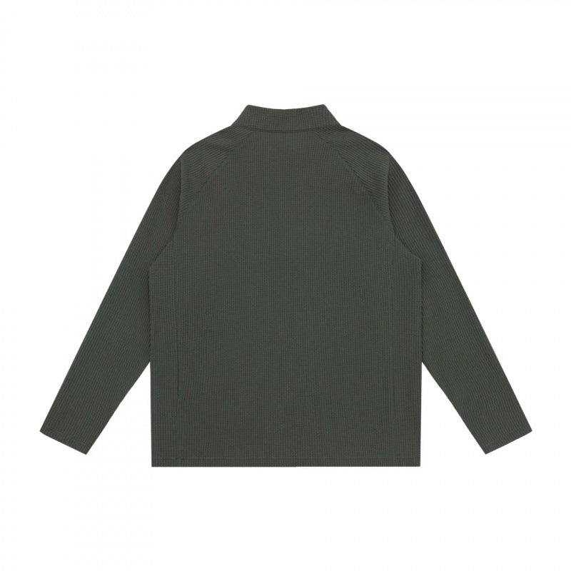 Unisex Chunky Knit Half-Zip Sweater with Stand Collar and Boxy Cut Chichicherry