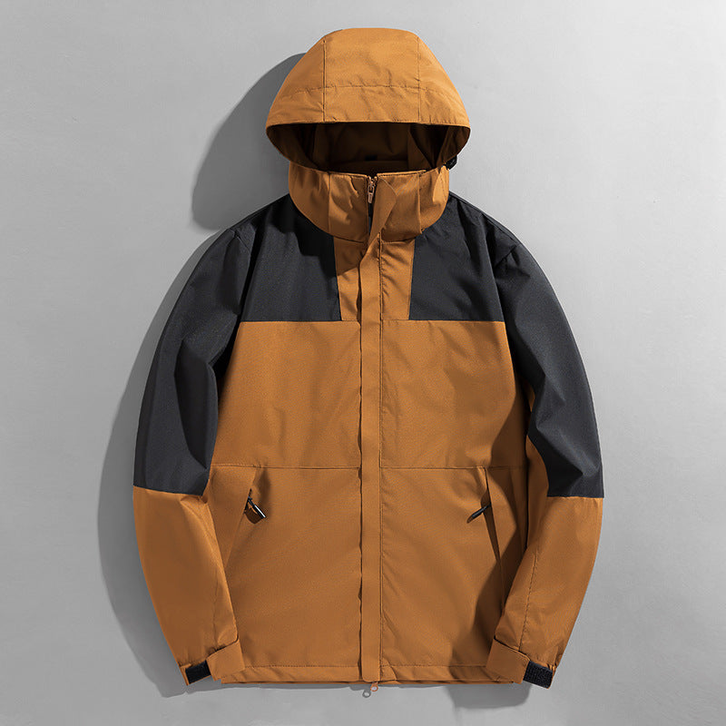 Men's lightweight two-tone softshell outdoor jacket with hood, wind and water-repellent shell and zippered pockets Chichicherry