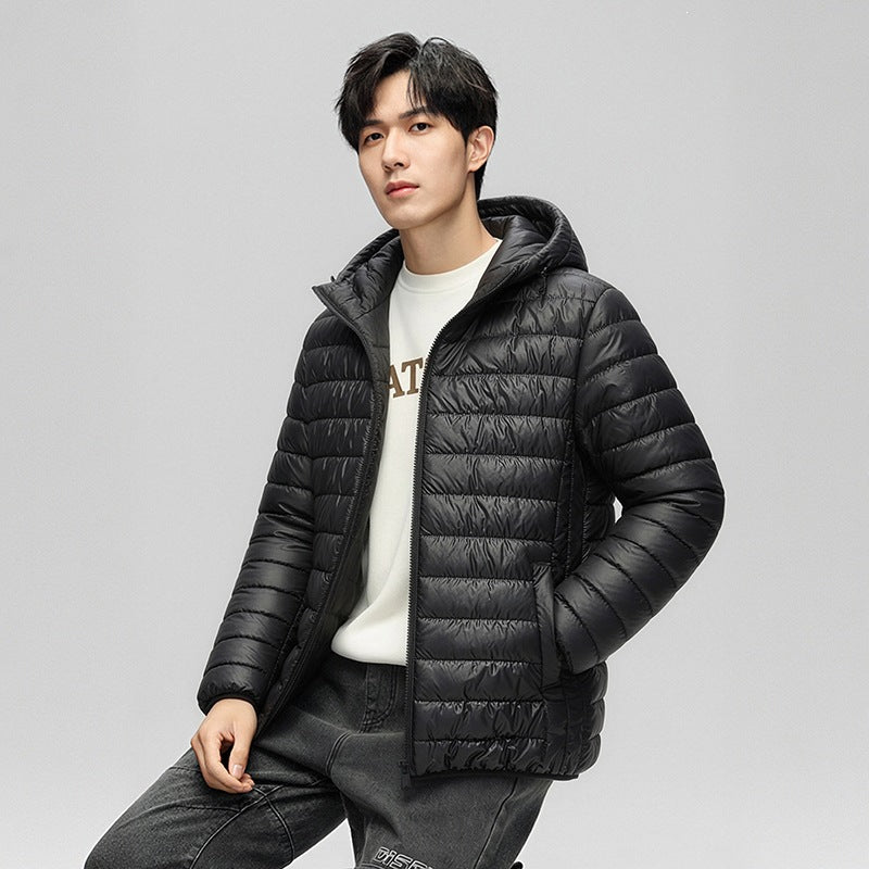 Men's Packable Minimalist Quilted Hooded Jacket with Water-Repellent Outer Layer & Thermofiber Chichicherry