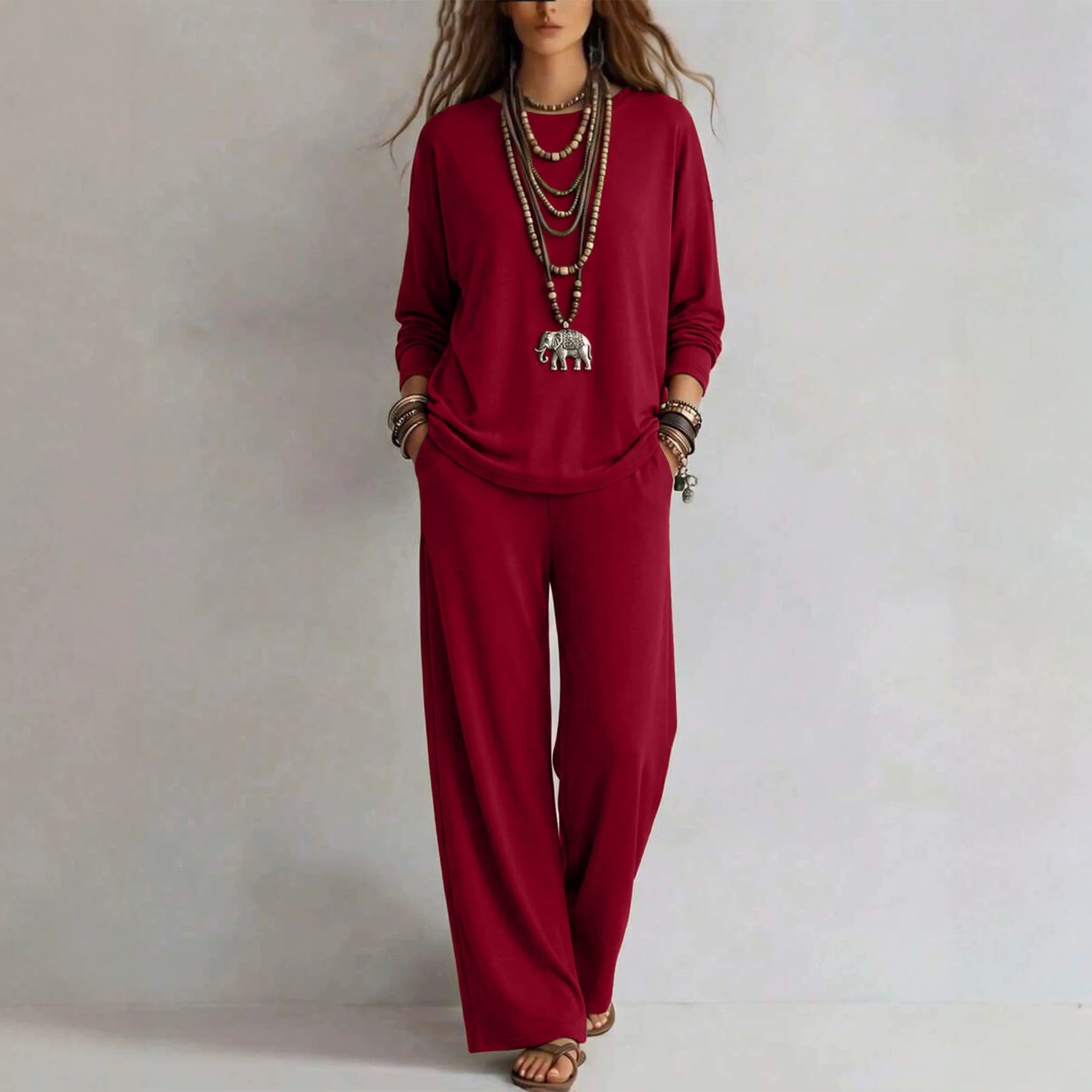Women's loungewear set with wide waistband and oversized long sleeve shirt Chichicherry